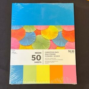 The Paper Studio NEON Cardstock Pack 50 Sheets Blue, Pink, Yellow, Green, Orange